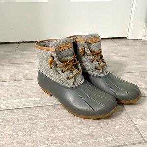 Sperry grey and brown duck boots
